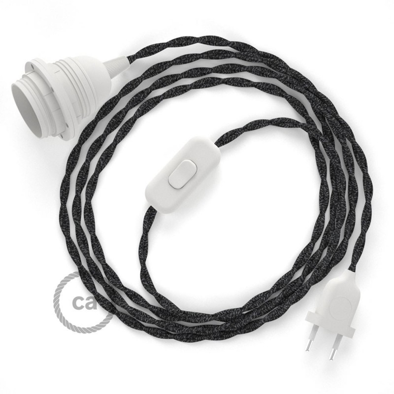 SnakeBis cableado con portalámpara cable textil Antracita en Lino Natural TN03