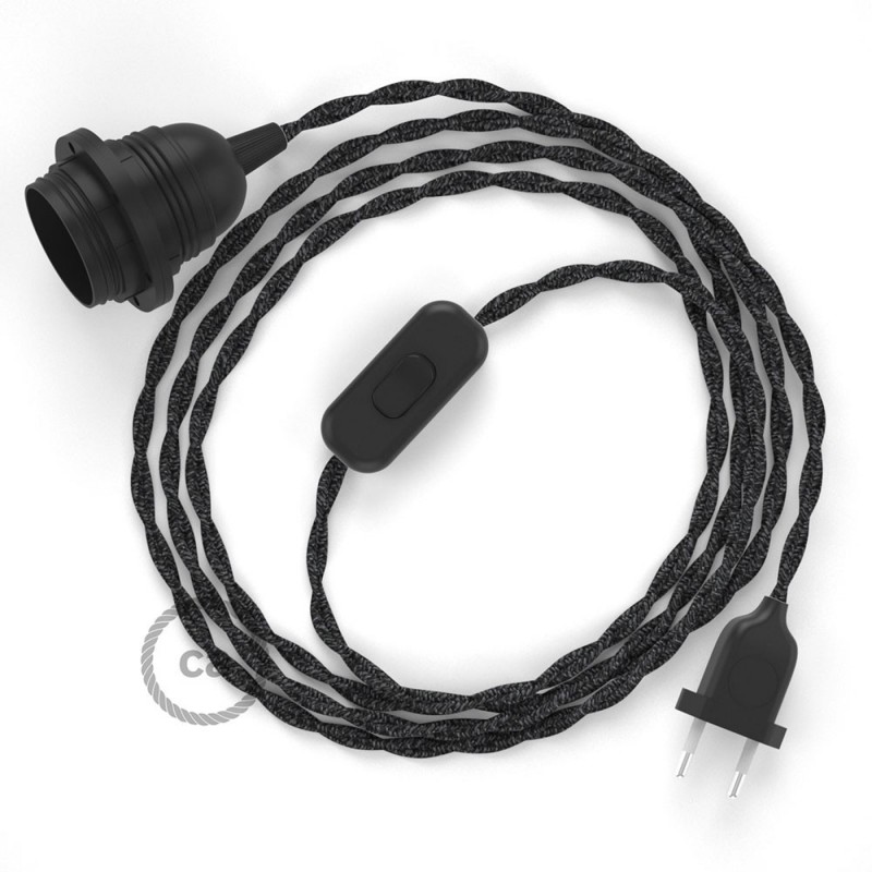 SnakeBis cableado con portalámpara cable textil Antracita en Lino Natural TN03