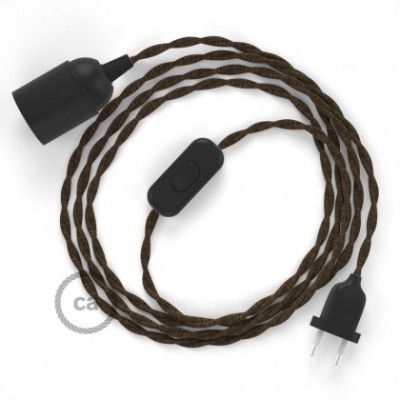 SnakeBis cableado con portalámpara cable textil Marrón en Lino Natural TN04