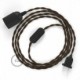 SnakeBis cableado con portalámpara cable textil Marrón en Lino Natural TN04