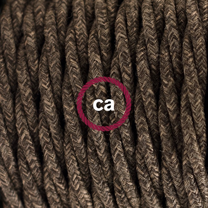 SnakeBis cableado con portalámpara cable textil Marrón en Lino Natural TN04