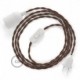 SnakeBis cableado con portalámpara cable textil Negro e Whiskey en tejido Efecto Seda TZ22