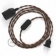SnakeBis cableado con portalámpara cable textil Negro e Whiskey en tejido Efecto Seda TZ22