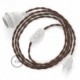 SnakeBis cableado con portalámpara cable textil Negro e Whiskey en tejido Efecto Seda TZ22