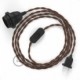 SnakeBis cableado con portalámpara cable textil Negro e Whiskey en tejido Efecto Seda TZ22