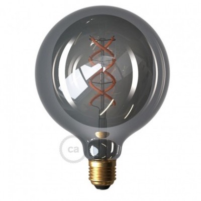 Bombilla Smoky LED Globo G125 Filamento Curvado Espiral 5W E27 Regulable 2000K