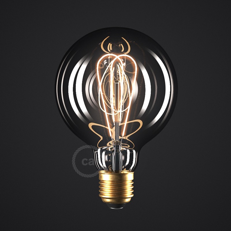 Bombilla Smoky LED Globo G95 Filamento Curvado Doble Loop 5W E27 Regulable 2000K