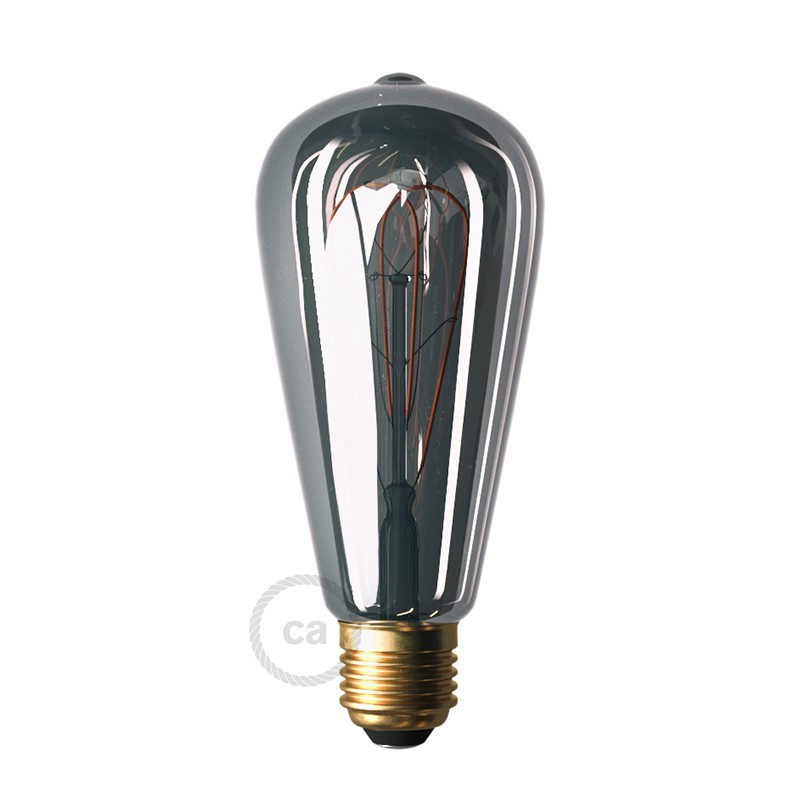 Bombilla Smoky LED Edison ST64 Filamento Curvado Doble Loop 5W E27 Regulable 2000K