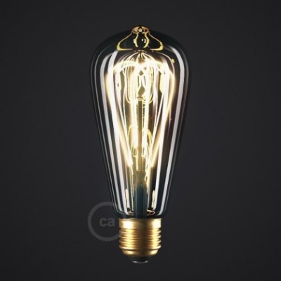 Bombilla Smoky LED Edison ST64 Filamento Curvado Doble Loop 5W E27 Regulable 2000K