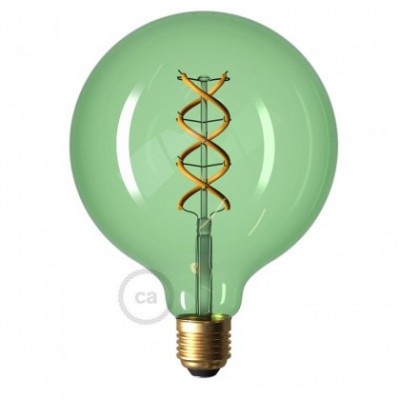 Bombilla Esmeralda LED Globo G125 Filamento Curvado Espiral 5W E27 Regulable 2200K