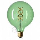 Bombilla Esmeralda LED Globo G125 Filamento Curvado Espiral 5W E27 Regulable 2200K