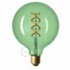 Bombilla Esmeralda LED Globo G125 Filamento Curvado Espiral 5W E27 Regulable 2200K