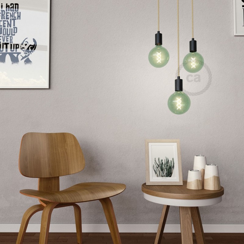 Bombilla Esmeralda LED Globo G125 Filamento Curvado Espiral 5W E27 Regulable 2200K