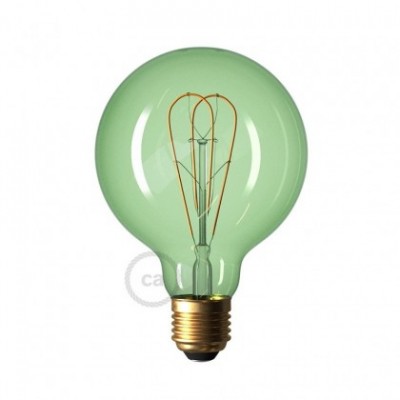 Bombilla Esmeralda LED Globo G95 Curvado Filamento Doble Loop 5W E27 Regulable 2200K