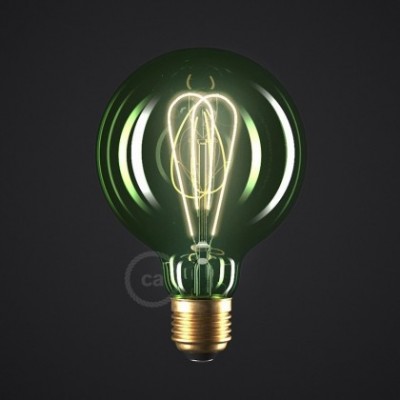 Bombilla Esmeralda LED Globo G95 Curvado Filamento Doble Loop 5W E27 Regulable 2200K
