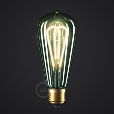 Bombilla Esmeralda LED Edison ST64 Curvado Filamento Doble Loop 5W E27 Regulable 2200K