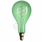 Bombilla Esmeralda LED XXL Pera A165 Filamento Curvado con Doble Espiral 5W E27 Dimmable 2200K