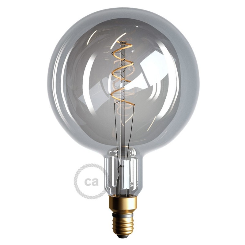 Bombilla Smoky LED XXL Esfera G200 Filamento Curvado con Doble Espiral 5W E27 Dimmable 2000K
