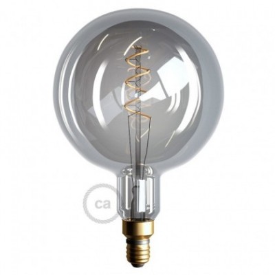 Bombilla Smoky LED XXL Esfera G200 Filamento Curvado con Doble Espiral 5W E27 Dimmable 2000K