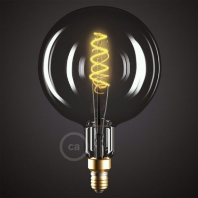 Bombilla Smoky LED XXL Esfera G200 Filamento Curvado con Doble Espiral 5W E27 Dimmable 2000K