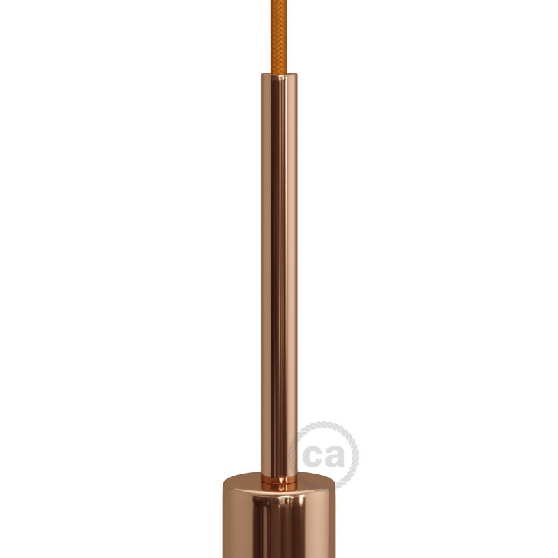 Prensaestopa metálico redondo, longitud 15 cm, acabado cobre, completo de tubo roscado, tuerca y arandela