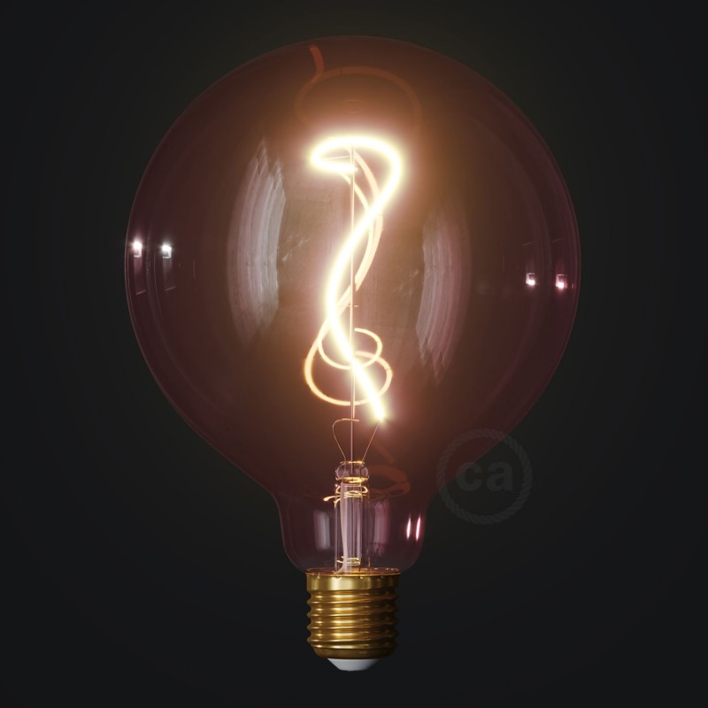 Bombilla LED Globo G125 Serie Pastel, Berry Red, filamento laminado 4W E27 Regulable 2200K