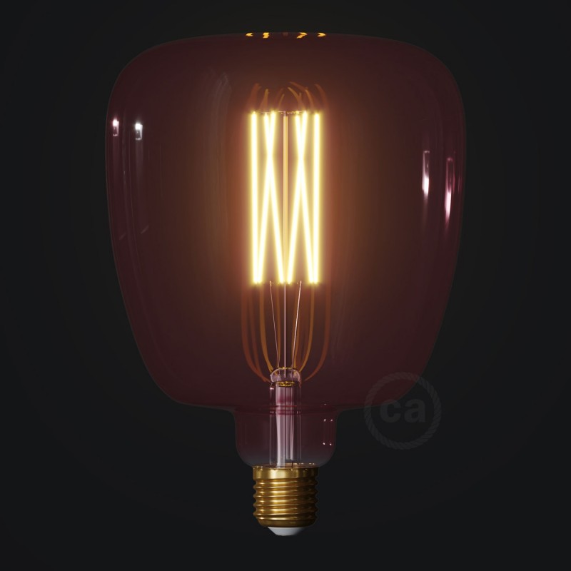 Bombilla LED XXL Bona Serie Pastel, Berry Red, filamento recto 4W E27 Regulable 2200K