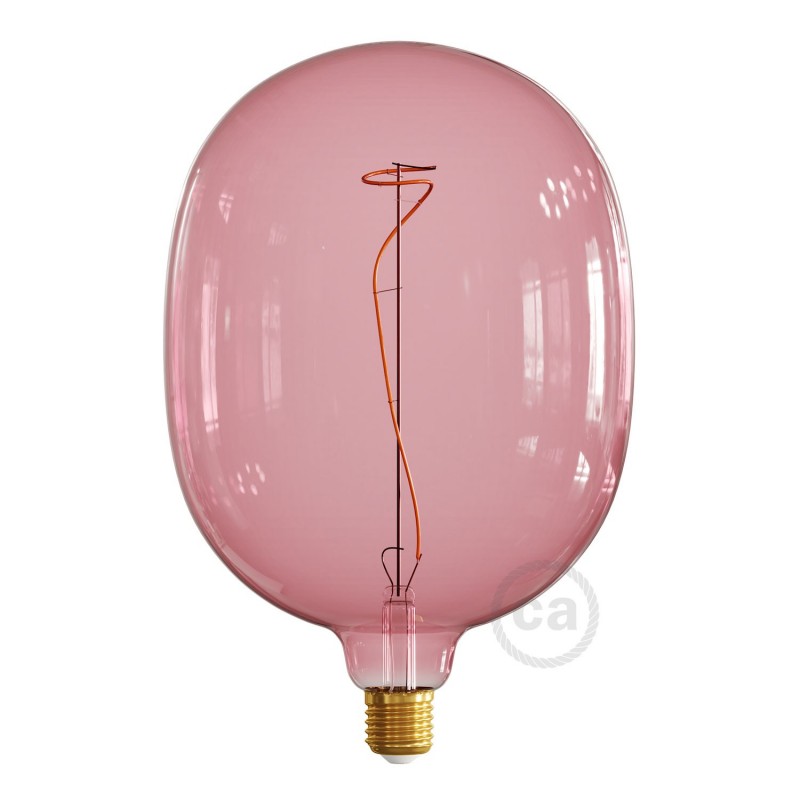 Bombilla LED XXL Egg Serie Pastel, Berry Red filamento laminado 4W E27 Regulable 2200K