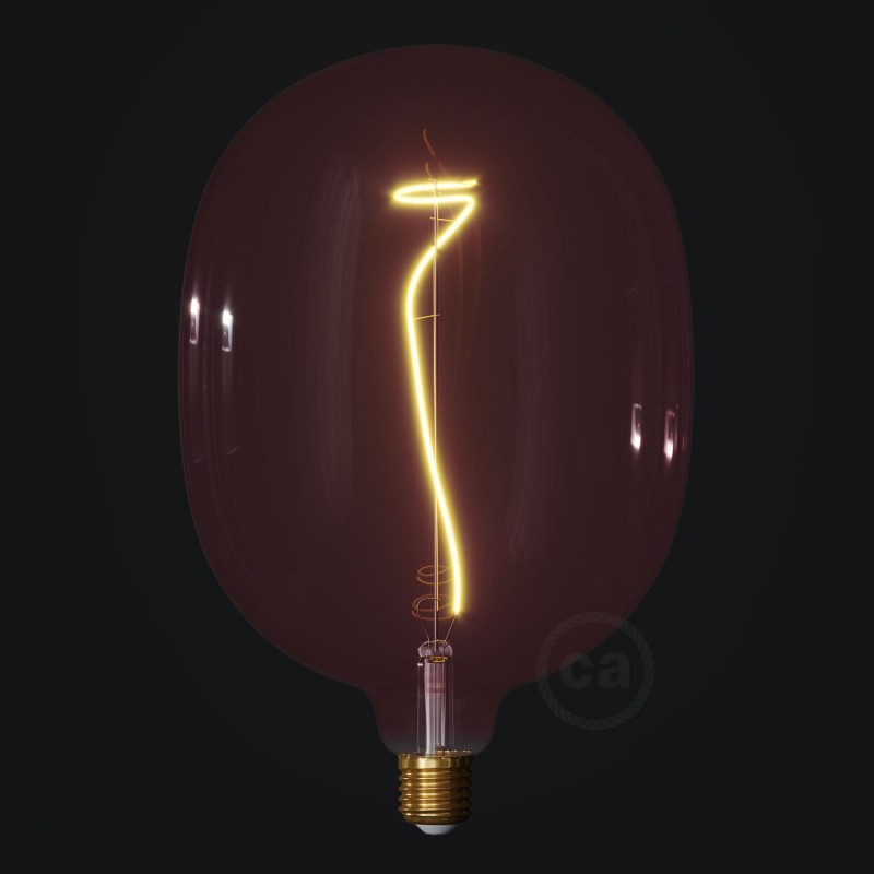 Bombilla LED XXL Egg Serie Pastel, Berry Red filamento laminado 4W E27 Regulable 2200K