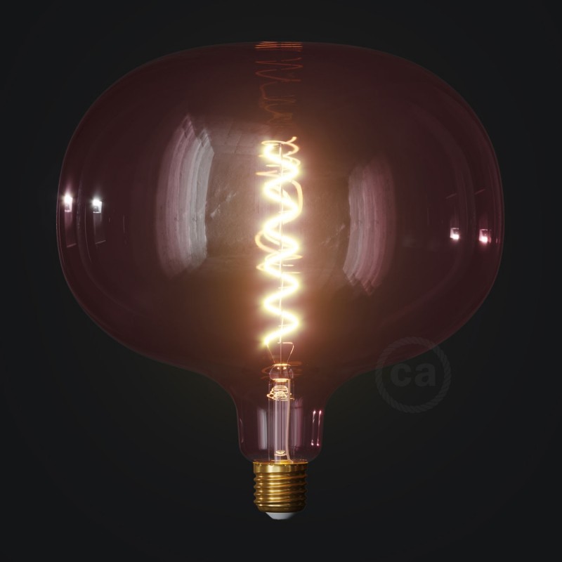 Bombilla LED XXL Cobble Serie Pastel, Berry Red filamento espiral 4W E27 Regulable 2200K