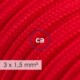 Multienchufe con cable en tejido colorado efecto seda Rojo RM09 y clavija Schuko con anillo comfort
