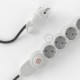 Multienchufe con cable en tejido colorado efecto seda 3D en relieve Estrellas RT41 y clavija Schuko con anillo comfort