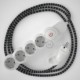 Multienchufe con cable en tejido colorado efecto seda 3D en relieve Estrellas RT41 y clavija Schuko con anillo comfort