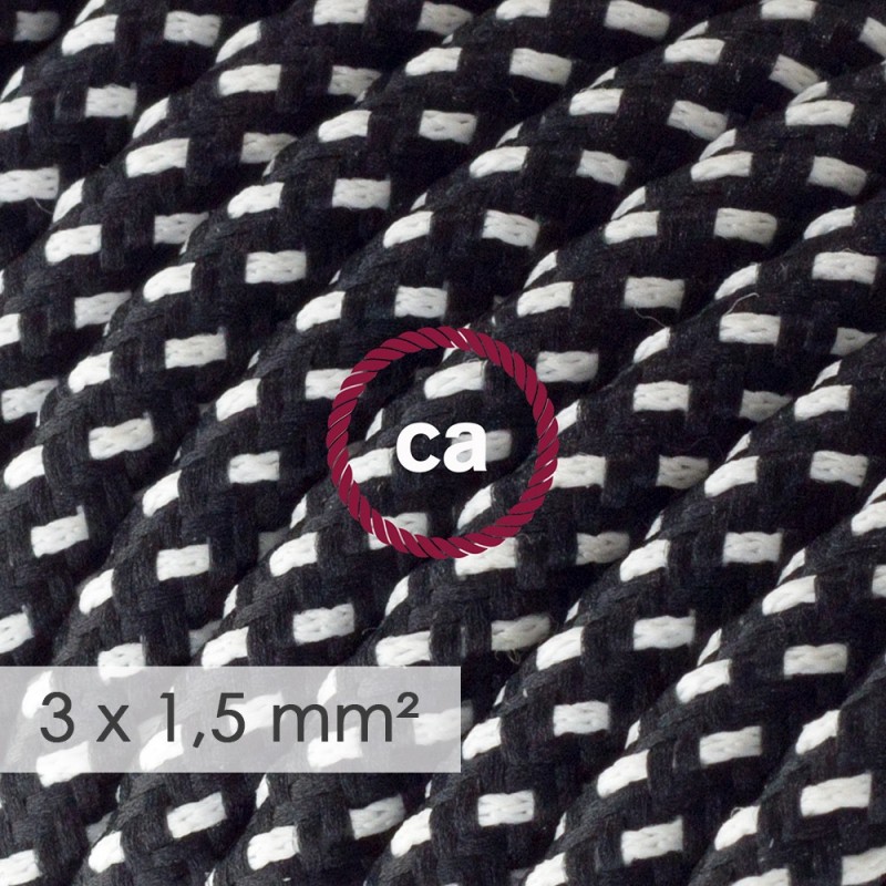 Multienchufe con cable en tejido colorado efecto seda 3D en relieve Estrellas RT41 y clavija Schuko con anillo comfort