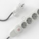 Multienchufe con cable en Lino Natural Gris RN02 y clavija Schuko con anillo comfort