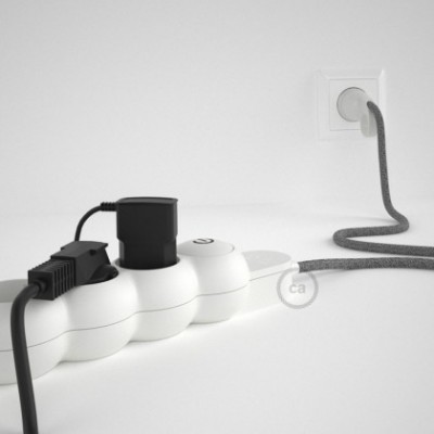 Multienchufe con cable en Lino Natural Gris RN02 y clavija Schuko con anillo comfort