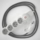 Multienchufe con cable en Lino Natural Gris RN02 y clavija Schuko con anillo comfort