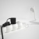 Multienchufe con cable en tejido efecto seda Blanco RM01 y clavija Schuko con anillo comfort
