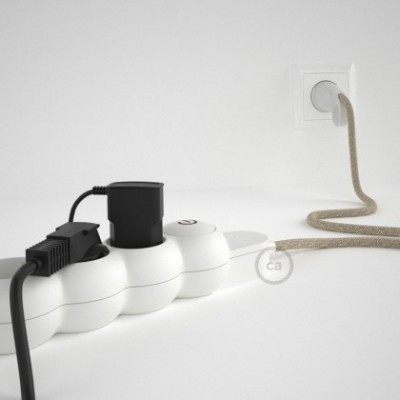 Multienchufe con cable en Lino Natural Neutro RN01 y clavija Schuko con anillo comfort