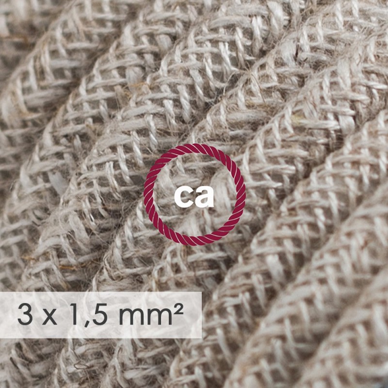 Multienchufe con cable en Lino Natural Neutro RN01 y clavija Schuko con anillo comfort