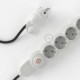 Multienchufe con cable en Lino Natural Antracita RN03 y clavija Schuko con anillo comfort