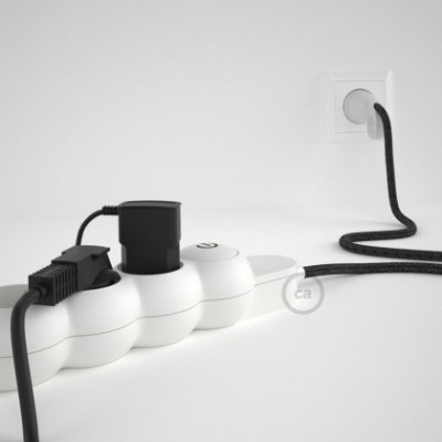 Multienchufe con cable en Lino Natural Antracita RN03 y clavija Schuko con anillo comfort