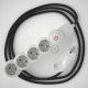 Multienchufe con cable en Lino Natural Antracita RN03 y clavija Schuko con anillo comfort