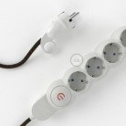 Multienchufe con cable en Lino Natural Marrón RN04 y clavija Schuko con anillo comfort
