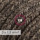 Multienchufe con cable en Lino Natural Marrón RN04 y clavija Schuko con anillo comfort