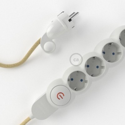 Multienchufe con cable en Jute RN06 y clavija Schuko con anillo comfort