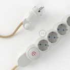 Multienchufe con cable en Jute RN06 y clavija Schuko con anillo comfort