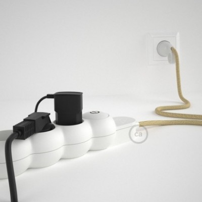 Multienchufe con cable en Jute RN06 y clavija Schuko con anillo comfort