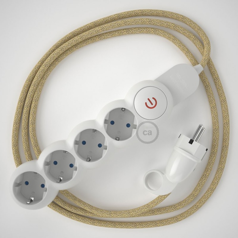 Multienchufe con cable en Jute RN06 y clavija Schuko con anillo comfort