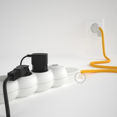 Multienchufe con cable en tejido efecto seda Amarillo RM10 y clavija Schuko con anillo comfort